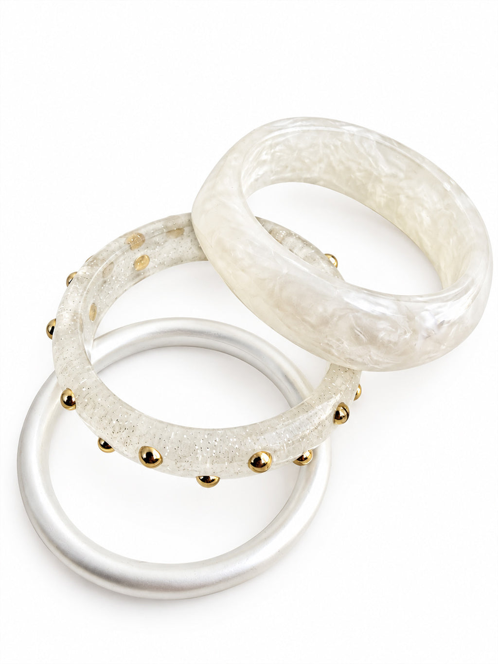 Moonlit Pearl Resin Bangles