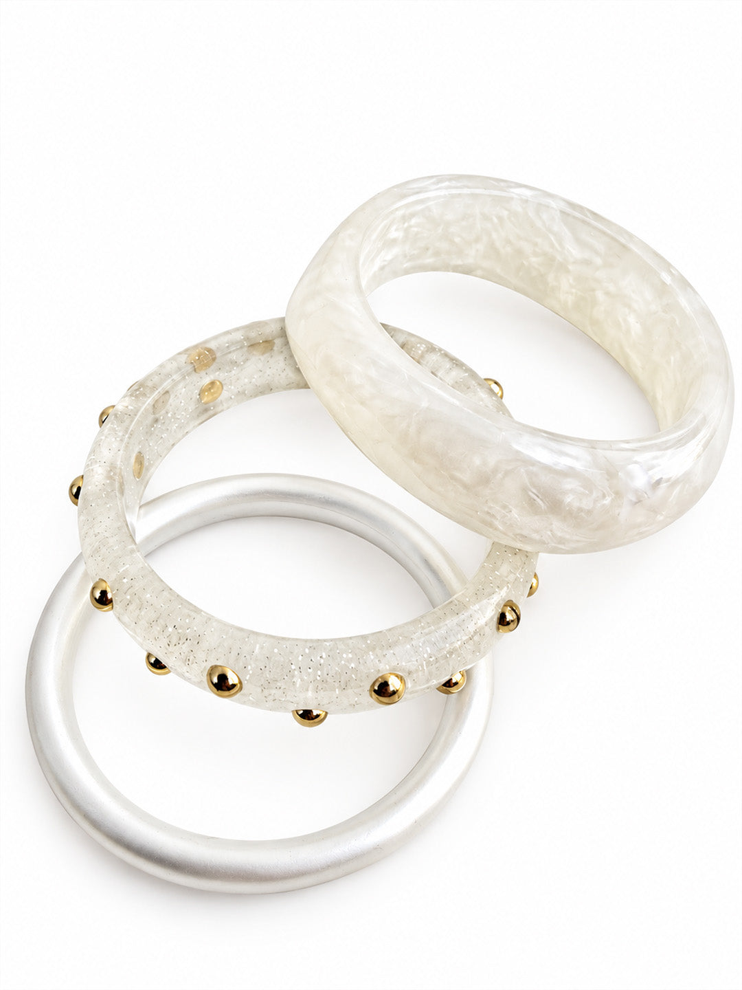 Moonlit Pearl Resin Bangles