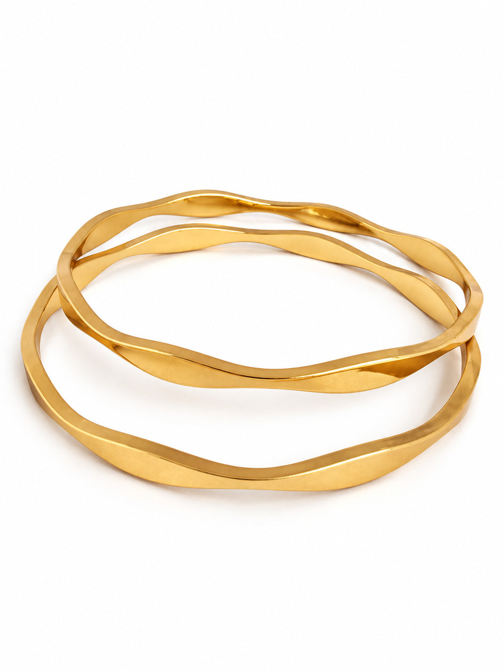 Golden Wave Bangle Set of 2