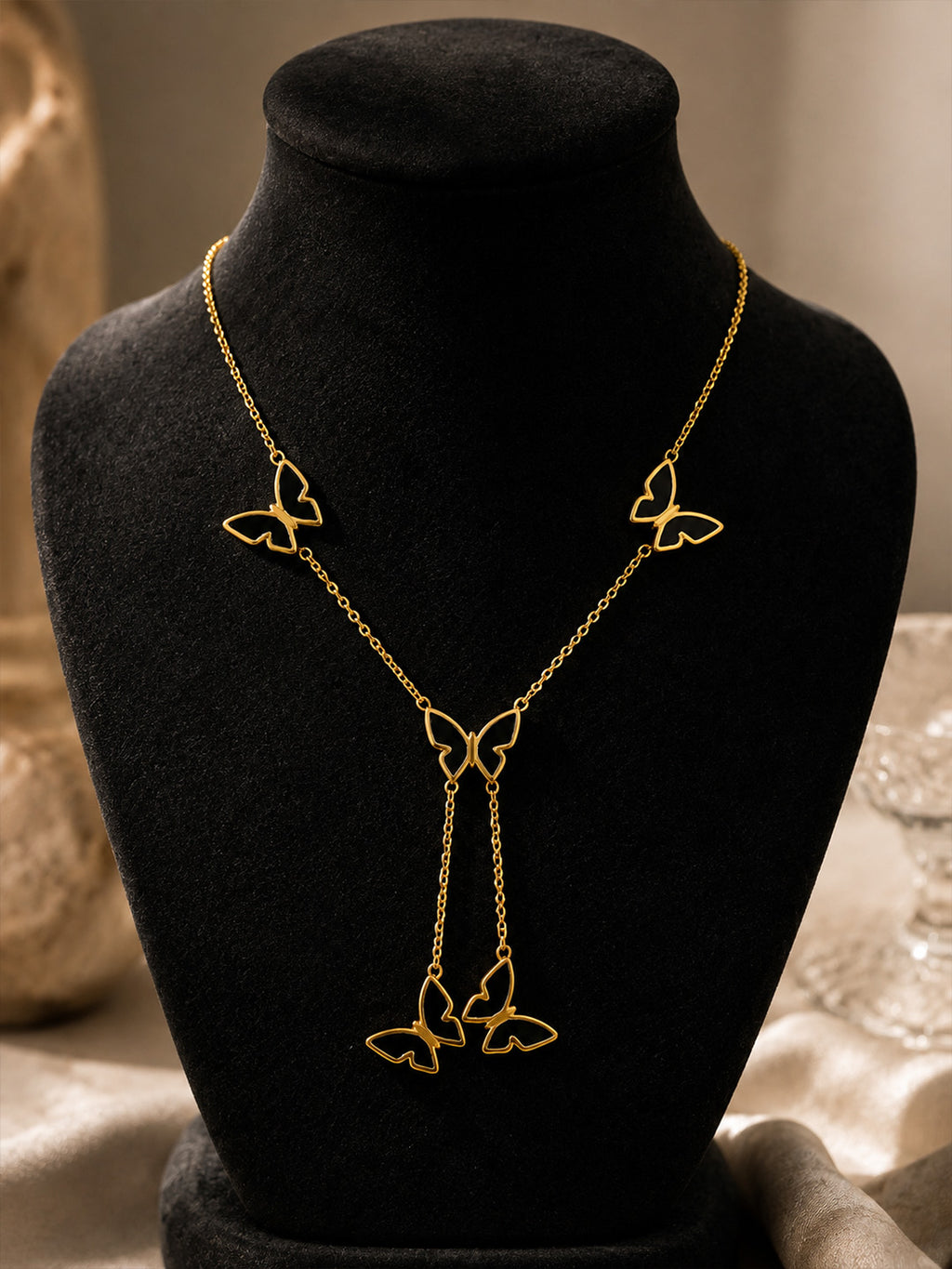 Noir Butterfly Tassel Necklace