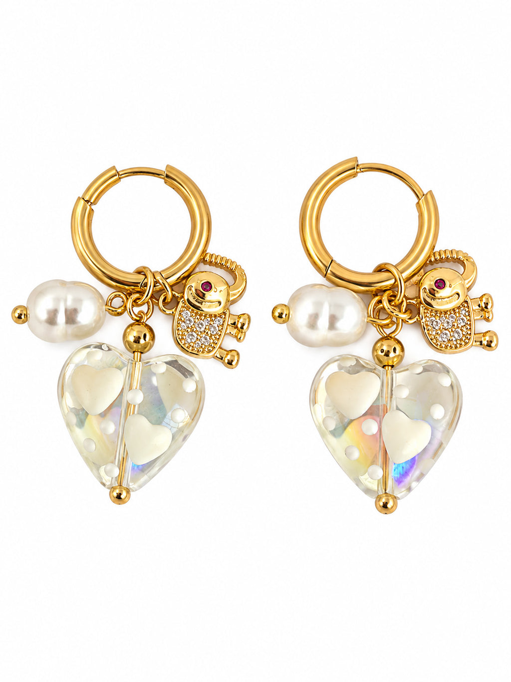Sweetheart Teddy Charm Hoops