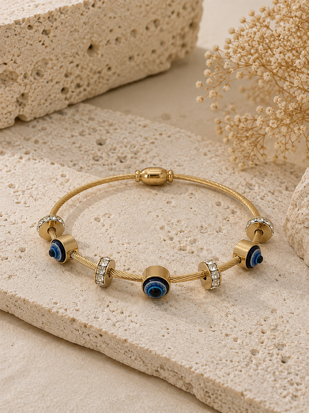 Gold Evil Eye Charm Bracelet