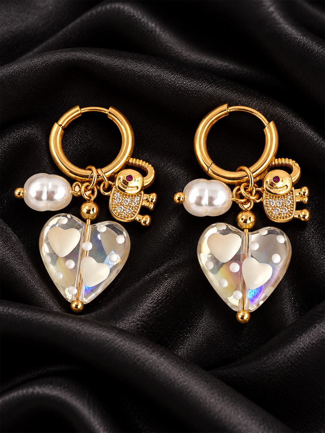 Sweetheart Teddy Charm Hoops