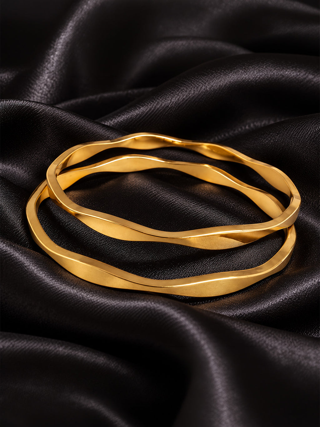 Golden Wave Bangle Set of 2