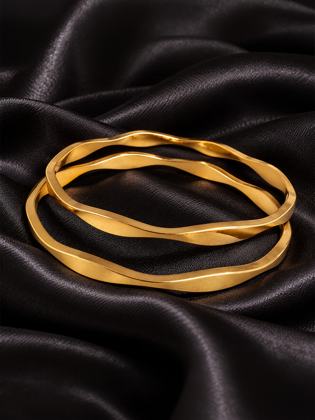 Golden Wave Bangle Set of 2