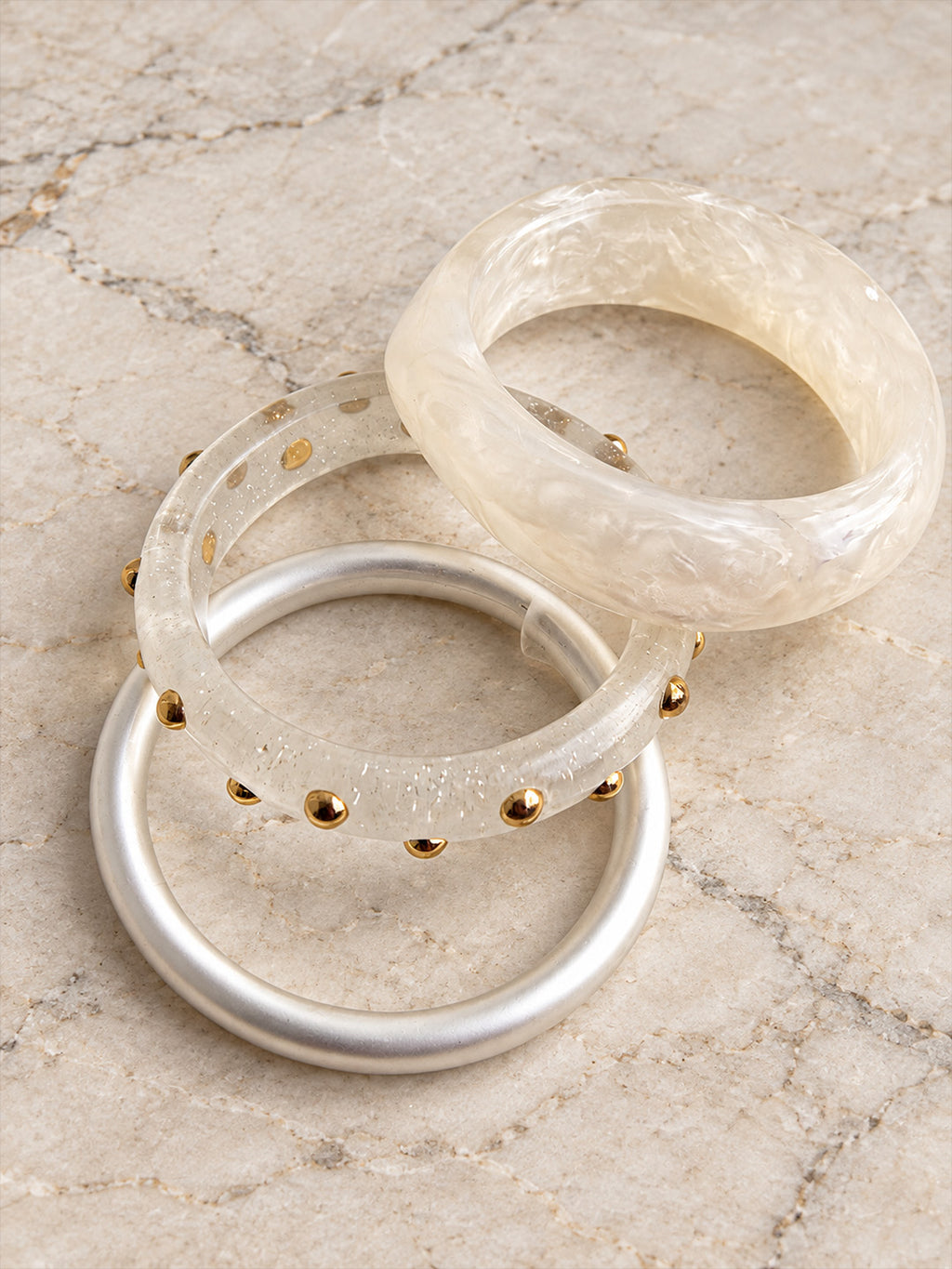 Moonlit Pearl Resin Bangles