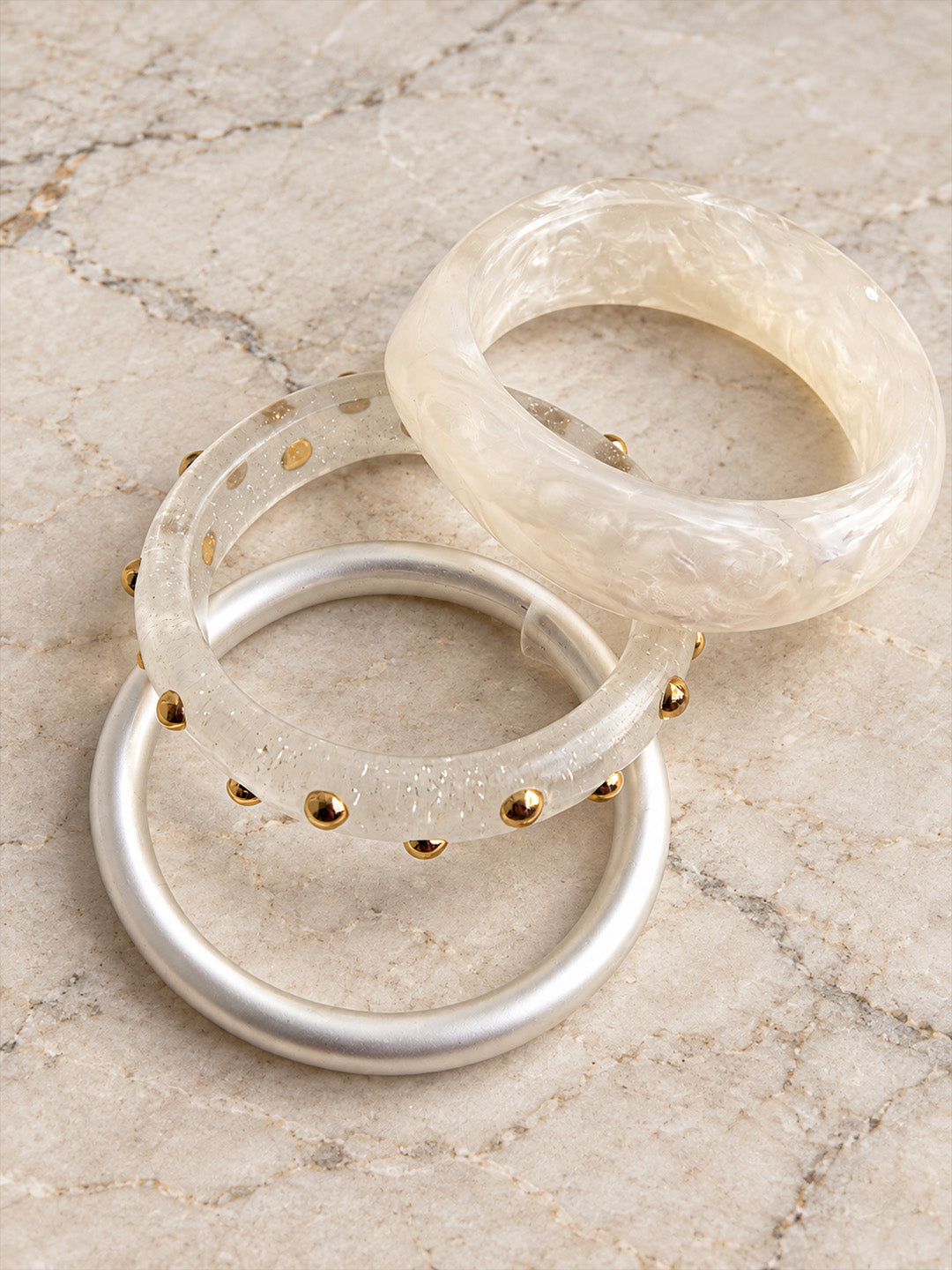 Moonlit Pearl Resin Bangles