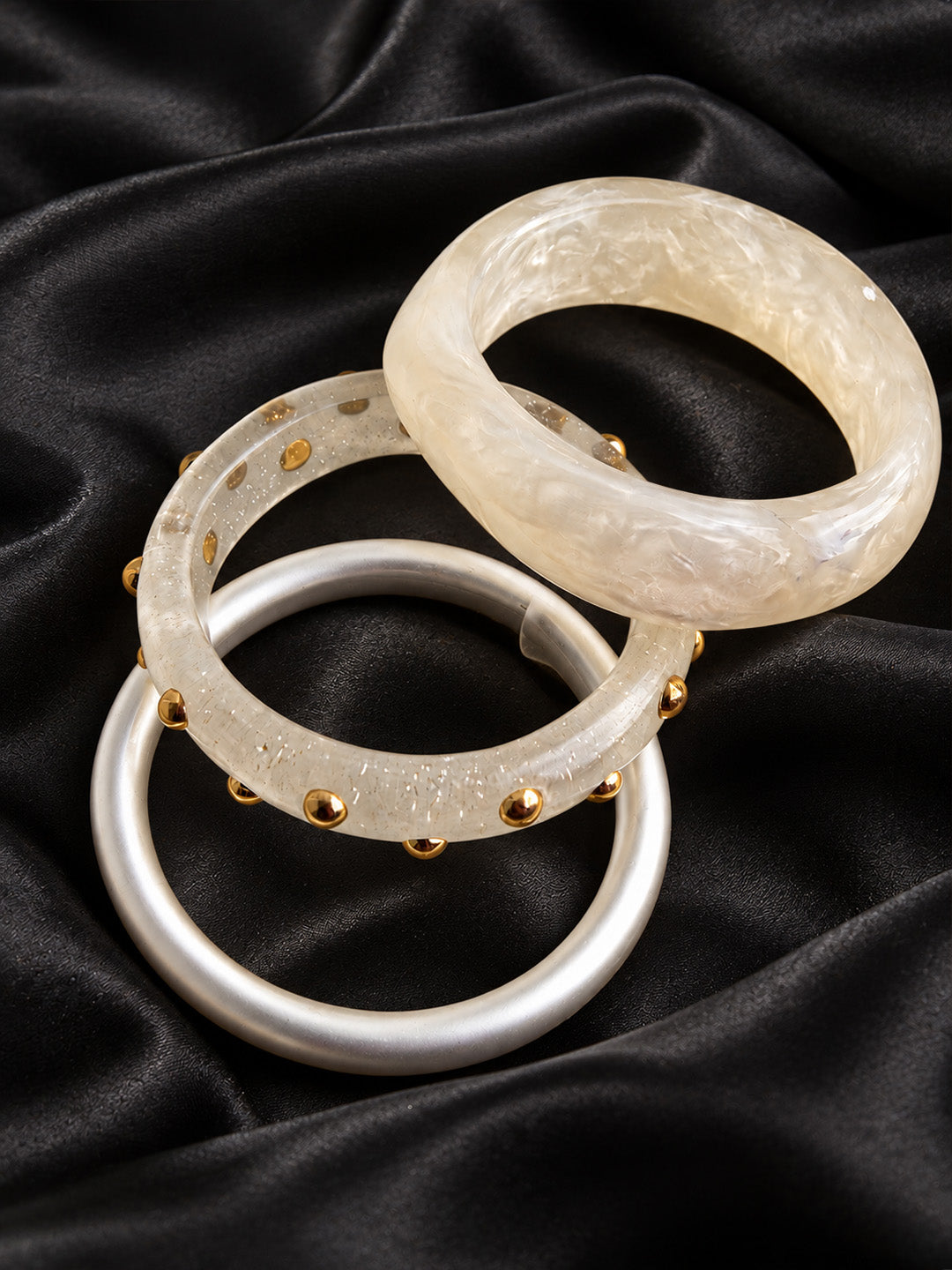Moonlit Pearl Resin Bangles
