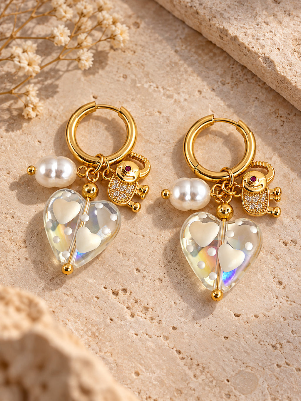 Sweetheart Teddy Charm Hoops