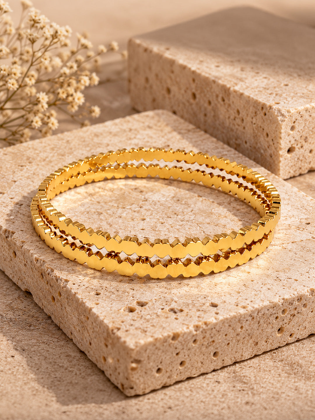 Golden Spark Bangle Set of 2