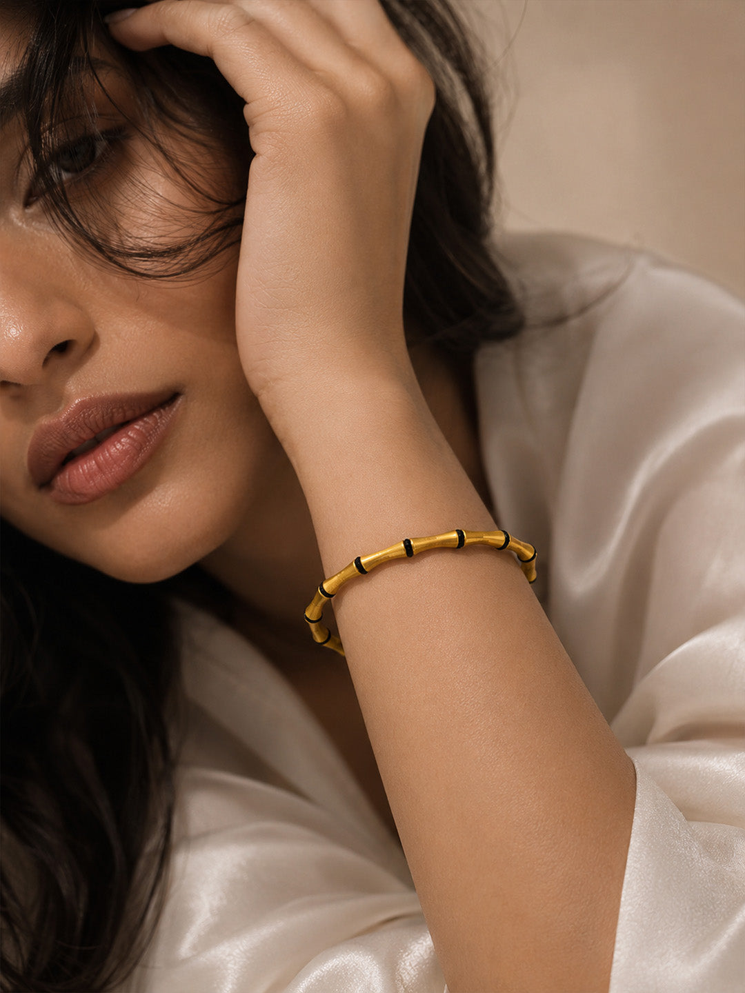 Gold Bamboo Link Bangle