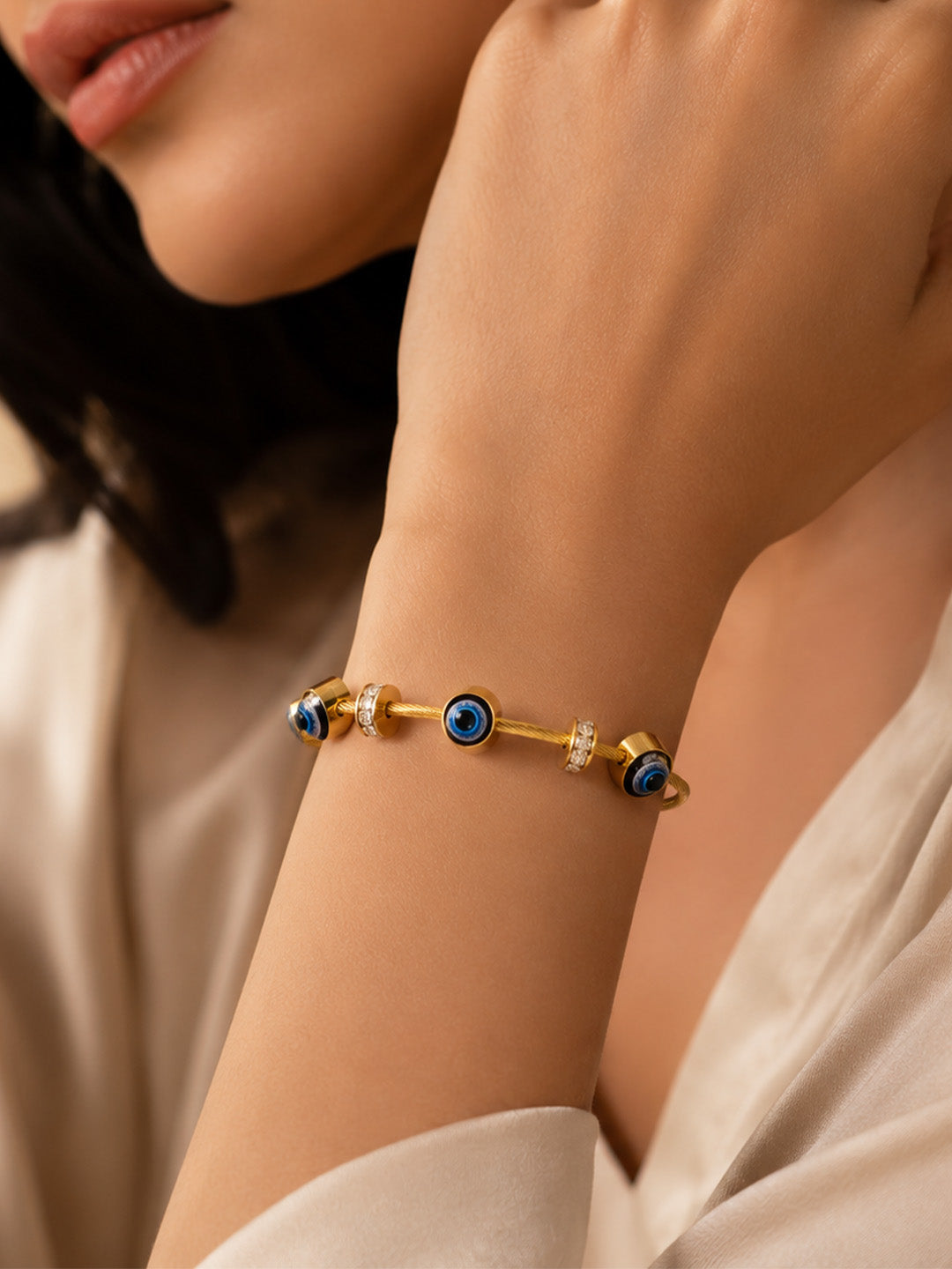 Gold Evil Eye Charm Bracelet