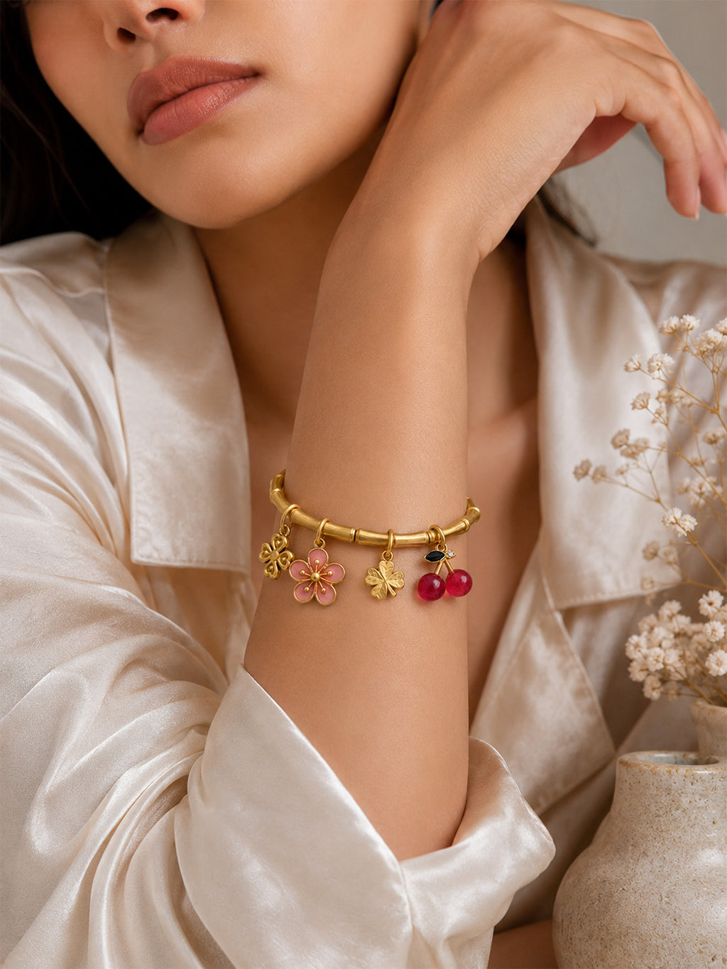 Sakura Cherry Bloom Charm Bracelet