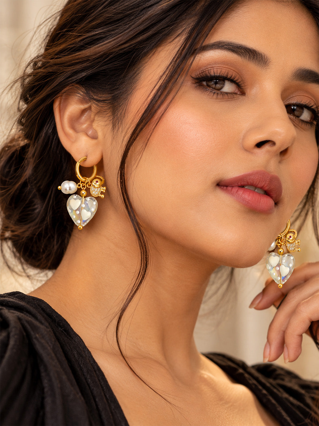Sweetheart Teddy Charm Hoops