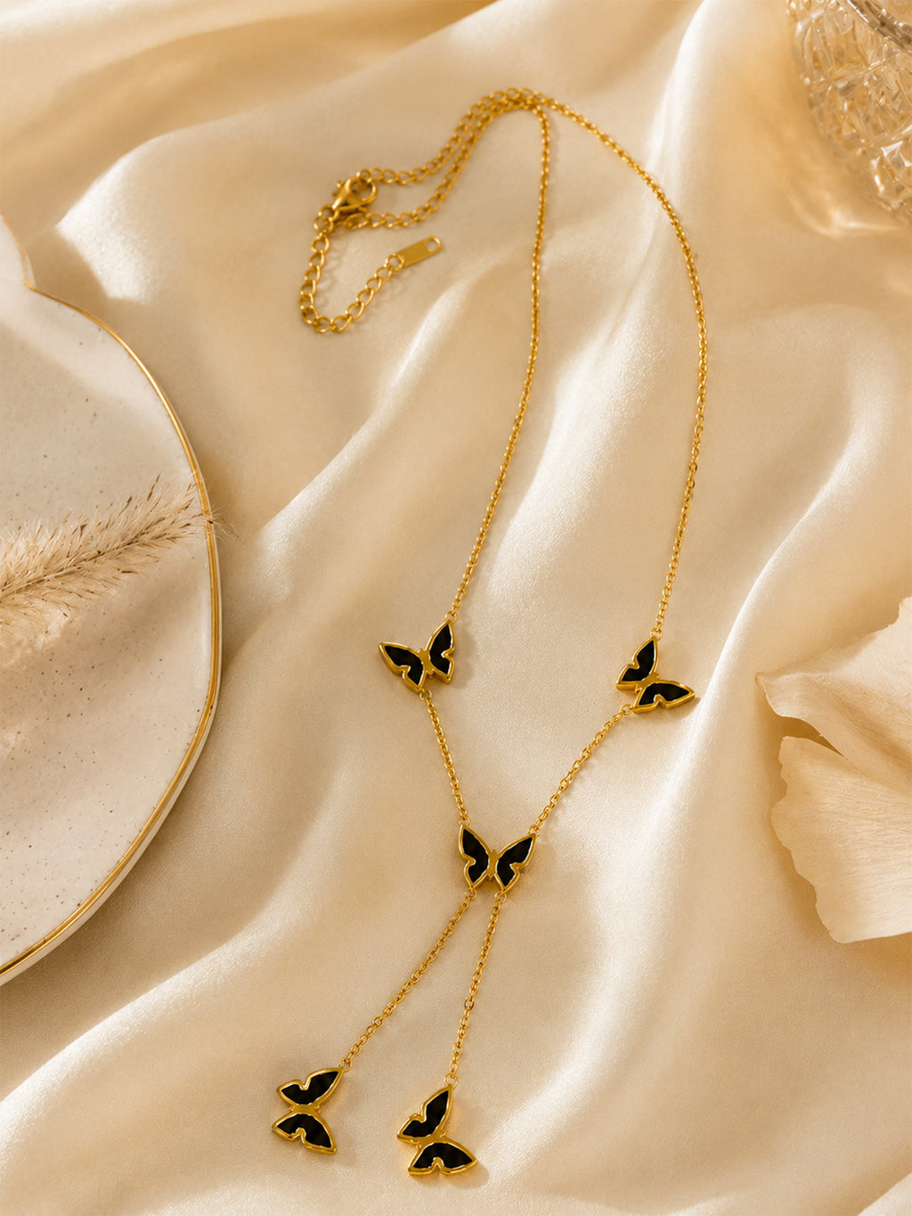 Noir Butterfly Tassel Necklace