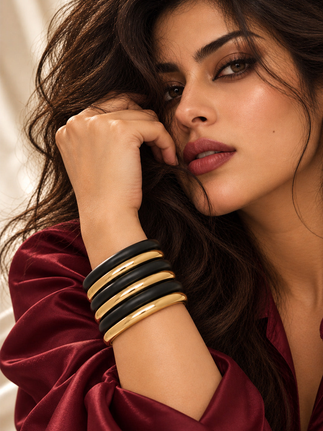 Luxe Duo-Tone Bangles Set of 6