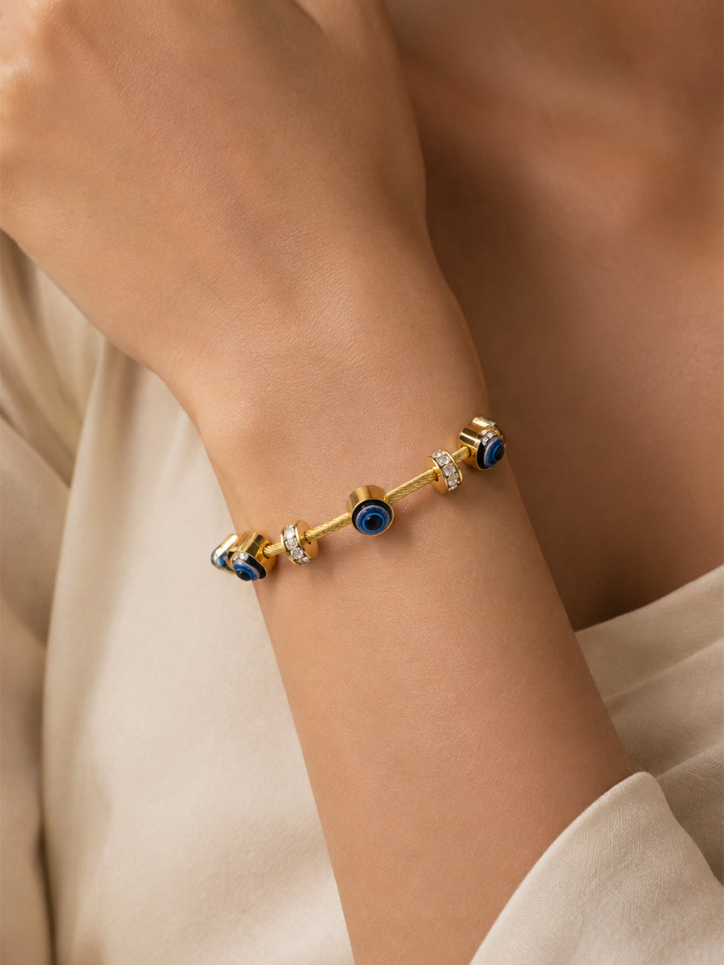 Gold Evil Eye Charm Bracelet