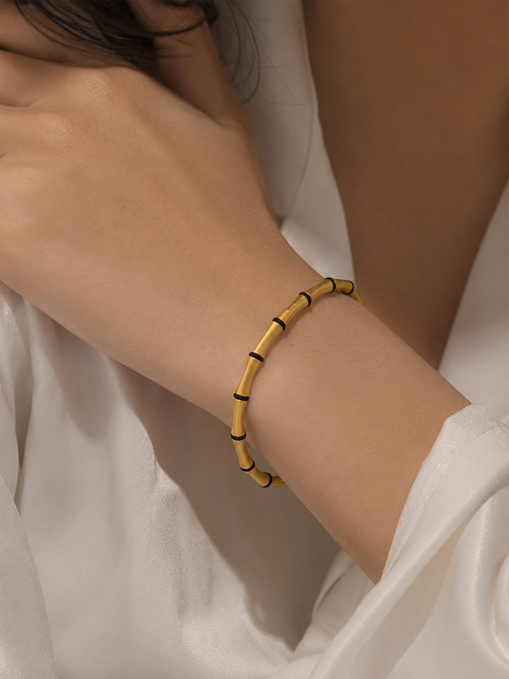 Gold Bamboo Link Bangle