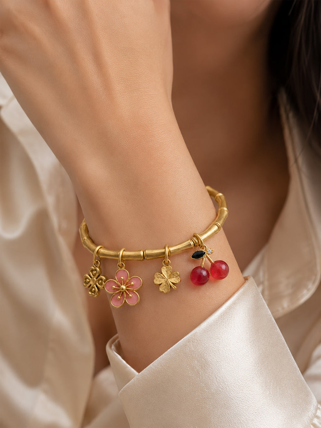 Sakura Cherry Bloom Charm Bracelet