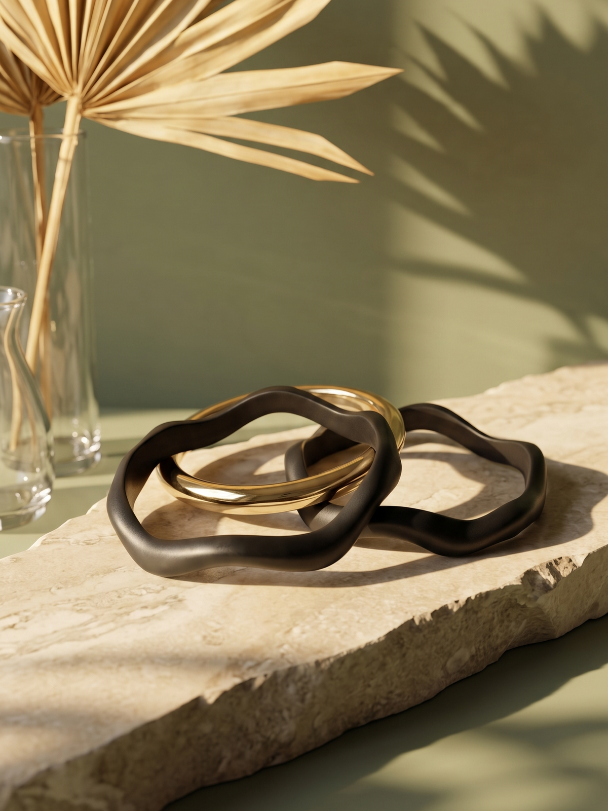 Midnight Sculpt Bangles Set of 3